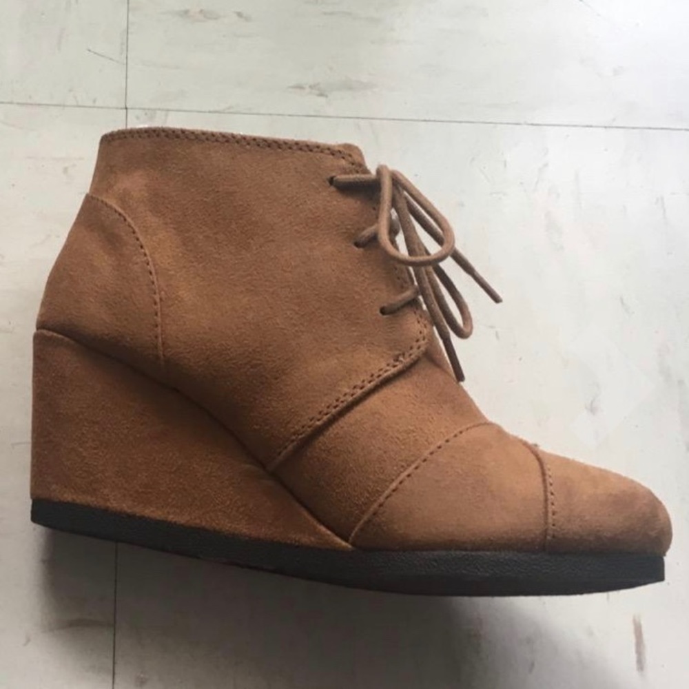Brown wedge lace up booties. Target brand
